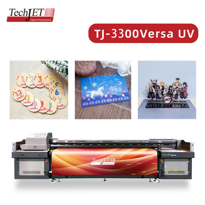 Wide Format 3.3m UV Hybrid Printer TechJet 3300VersaUV with White Ink & Konica Minolta for Flexible and Rigid Substrates