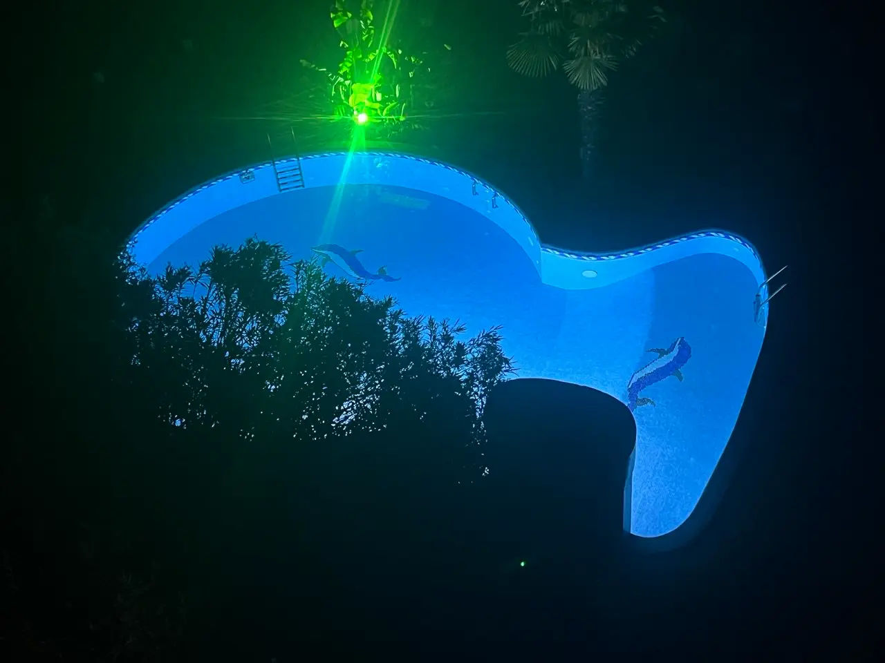 swimming pool at night
