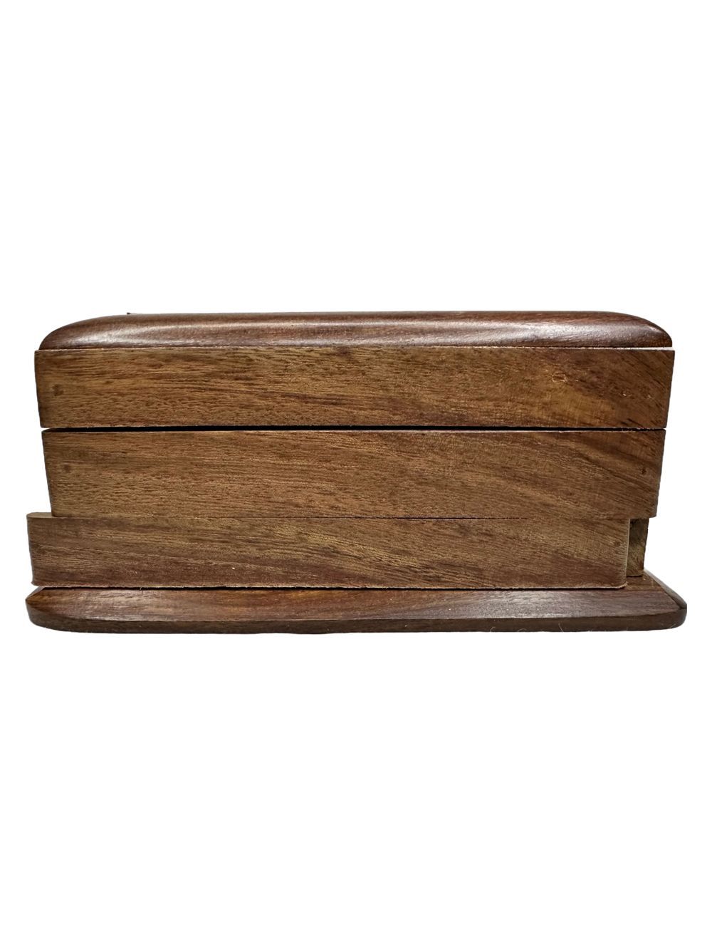 Box 1237 Sheesham Wood Square Carved & Brass Inlay Box With Secret Lock - Parampara