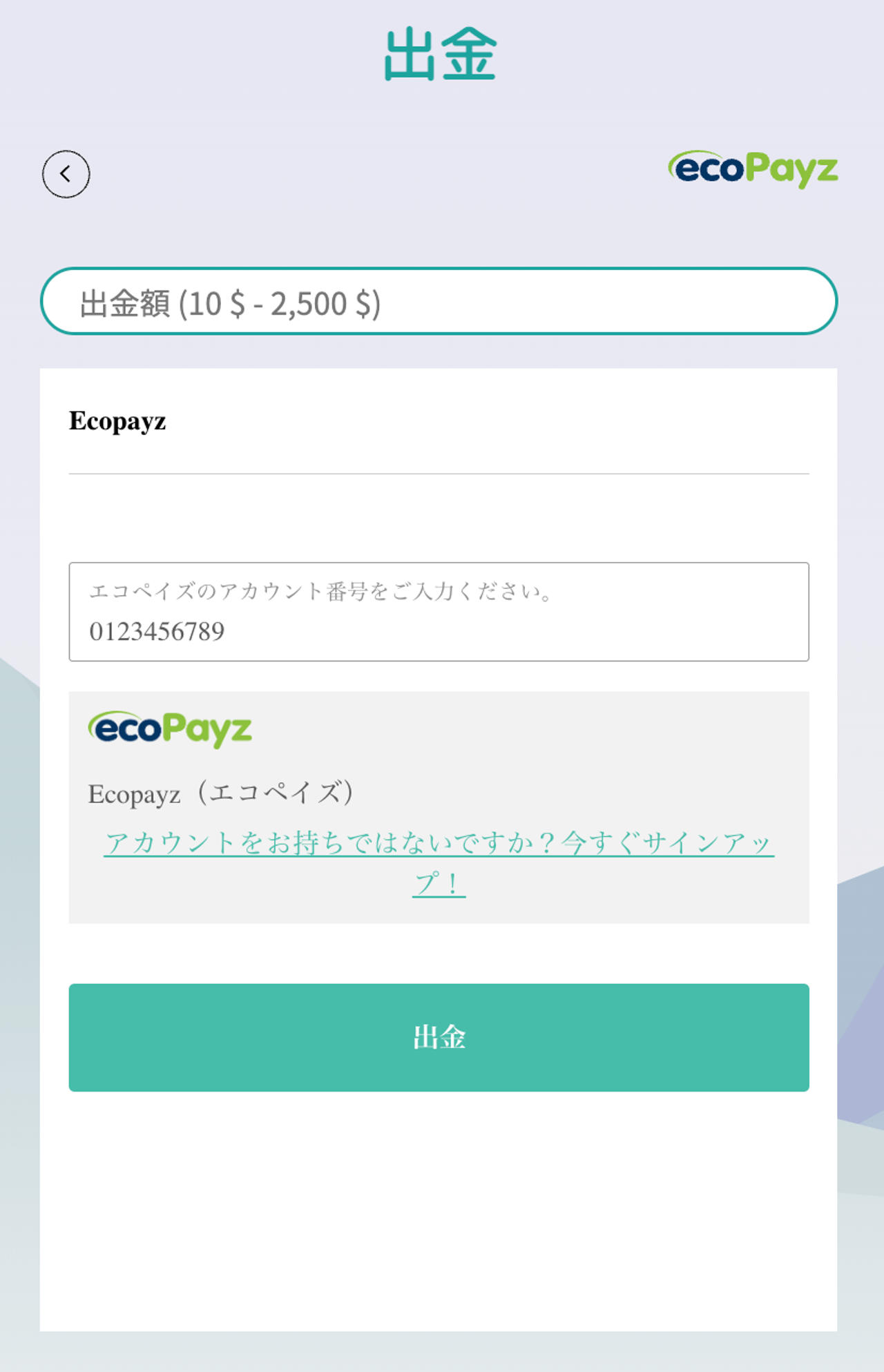 ガイド 出金方法 7 エコペイズ出金