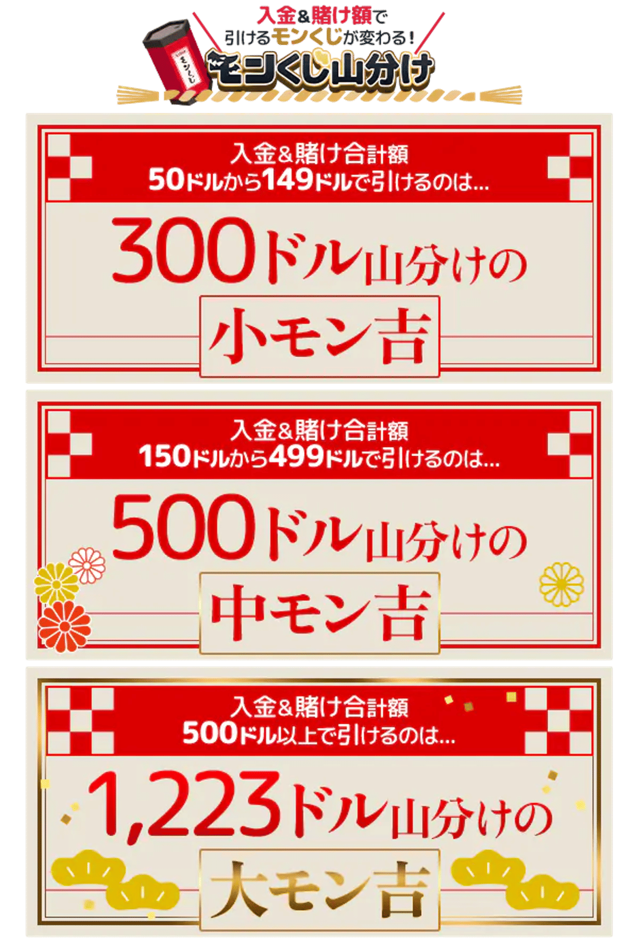 モンくじ山分けごほうび 賞金