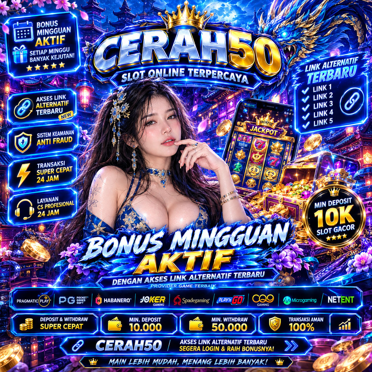 CERAH50 | Bonus Mingguan Aktif dengan Akses Link Alternatif Terbaru