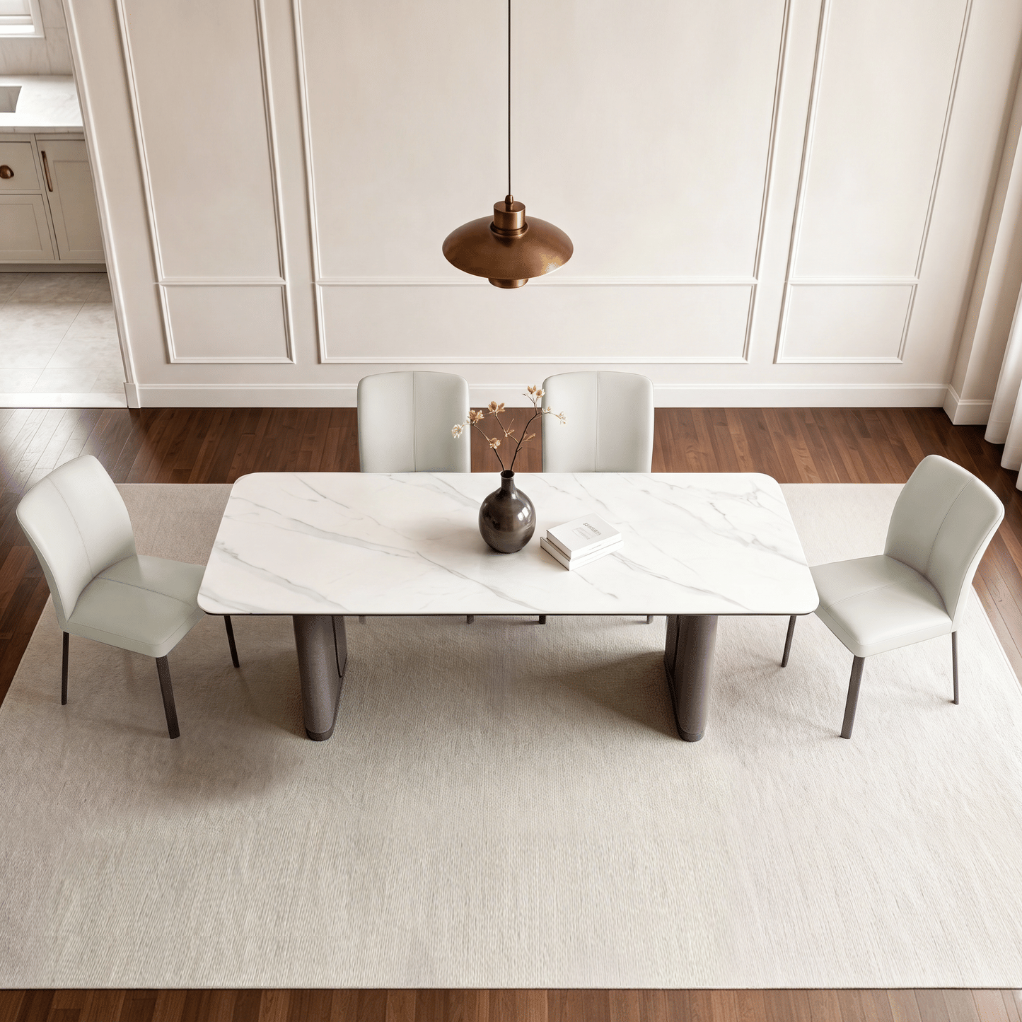 2-Pack White PVC Dining Chairs with Double Half Stitch Detailing