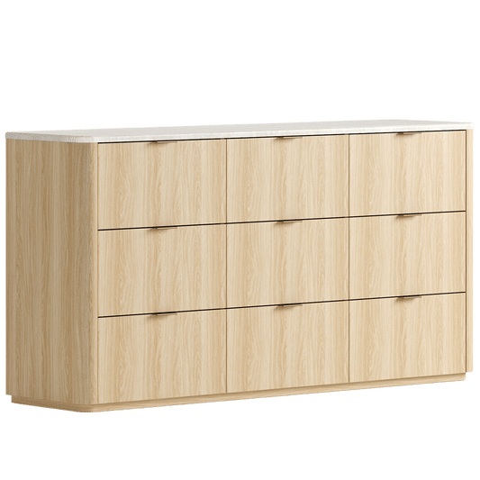 [Pre-sale] Travertine Fluted 9-Drawer Dresser, Natural