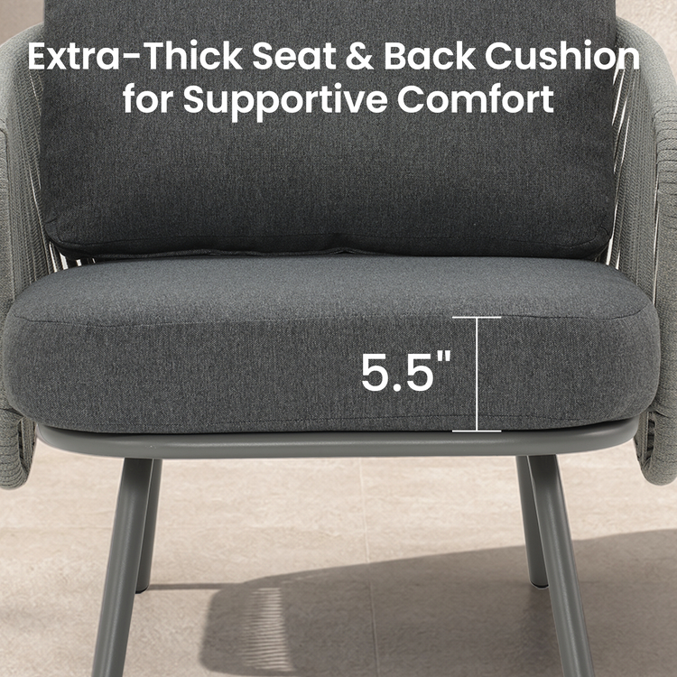 59.6" Outdoor Round Tube Woven Rope Loveseat Sofa