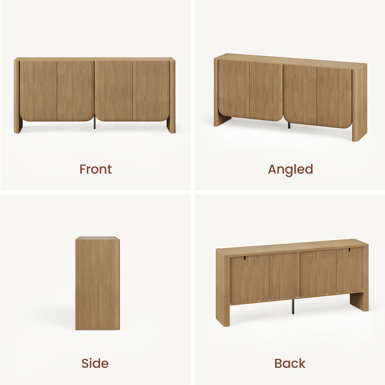 [Pre-Sale] 70 Inch Curved Edge Sideboard Accent Cabinet with 4 Storage Doors