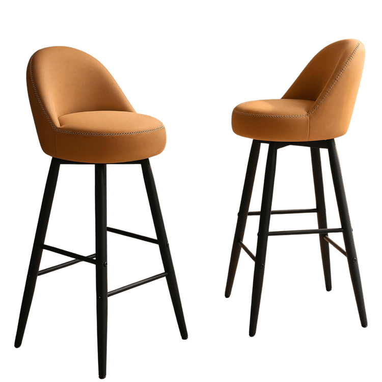 2-Pack 360° Swivel Bar Stools, 30.3" Barstools with Integrated Curved Back