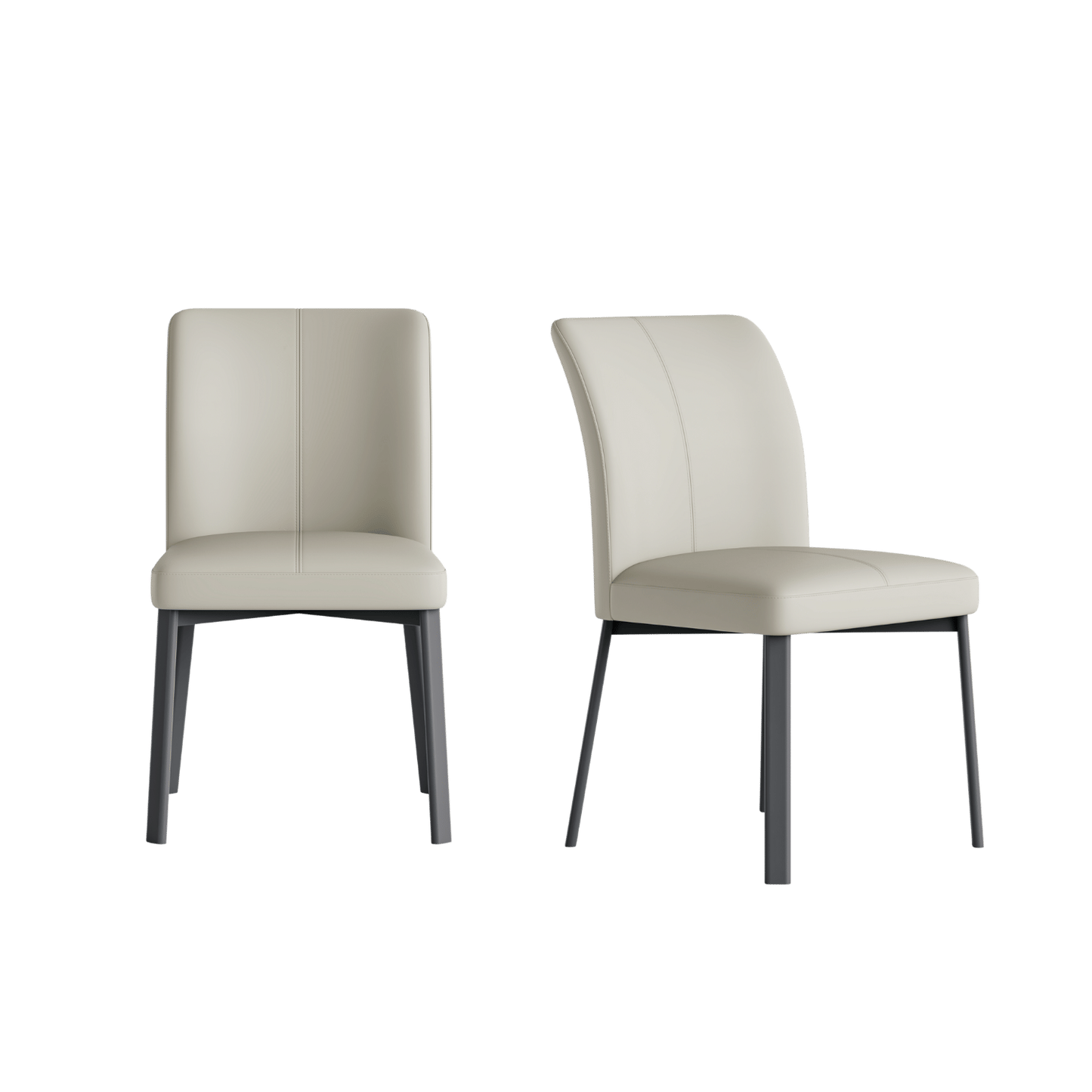2-Pack White PVC Dining Chairs with Double Half Stitch Detailing