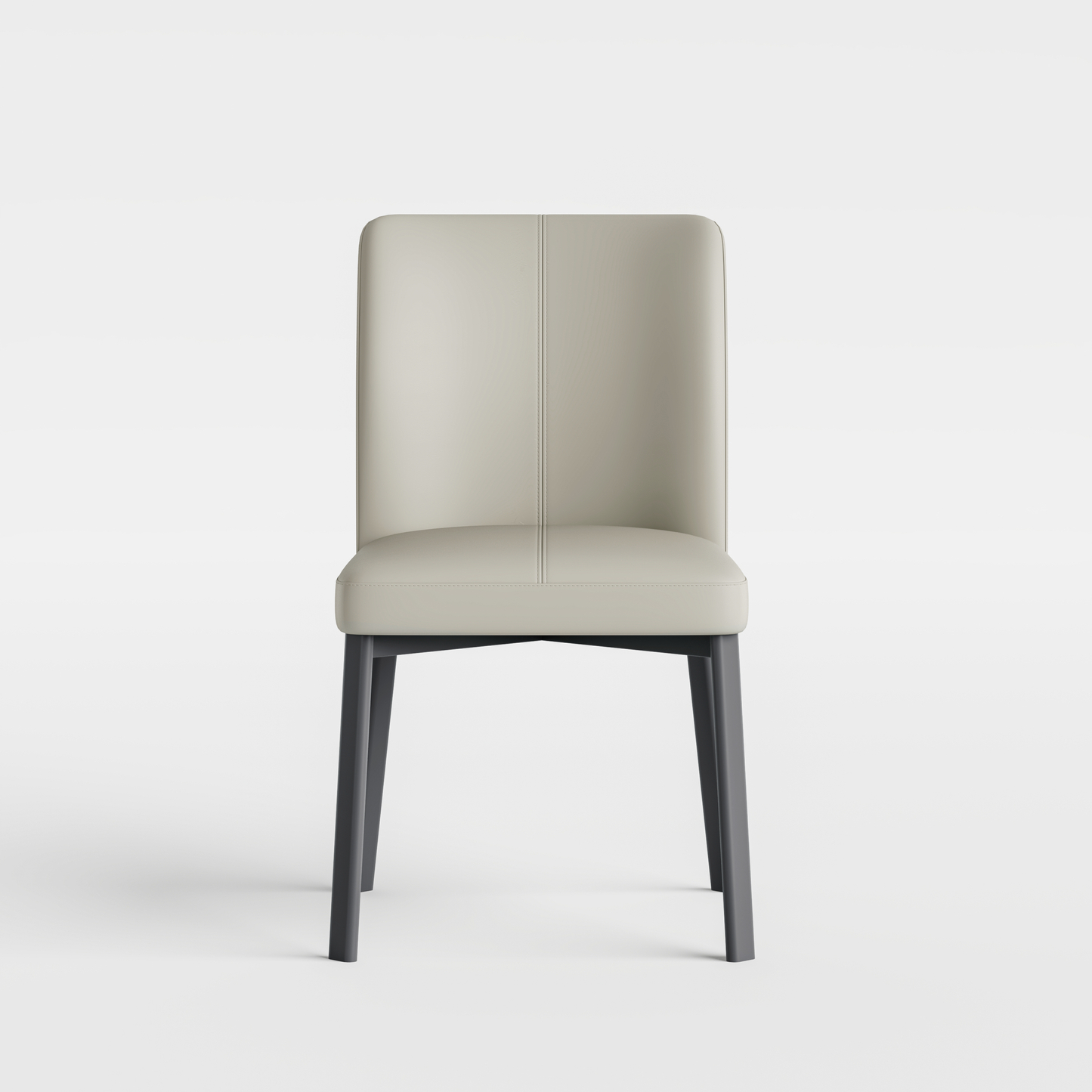 2-Pack White PVC Dining Chairs with Double Half Stitch Detailing