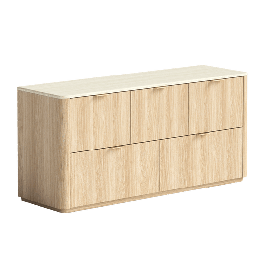 Travertine 51" 5-Drawer Dresser, Beige