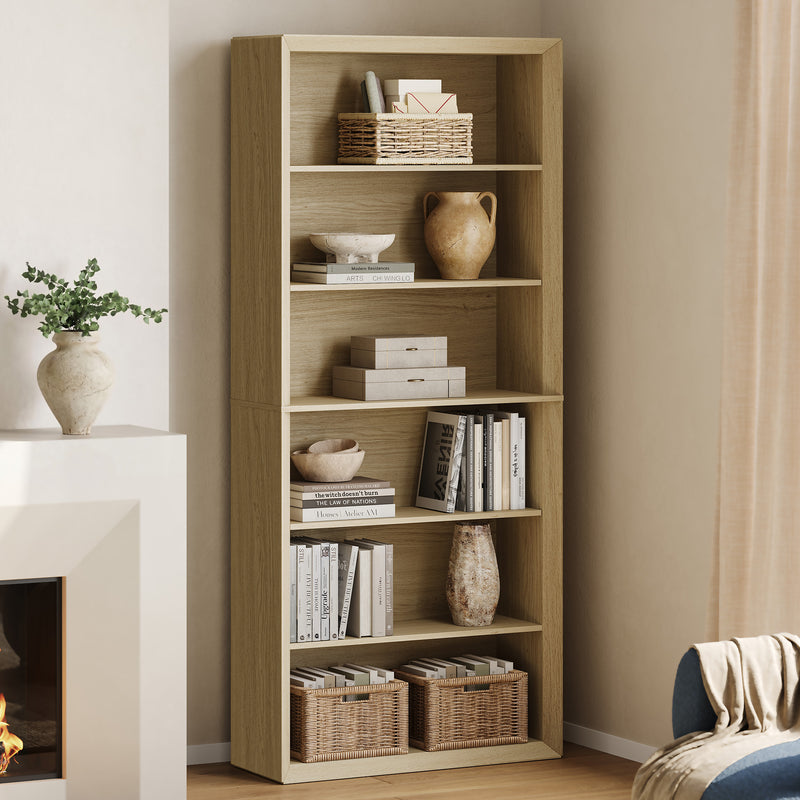 Arlo 72" Tall Bookcase, 6-Tier Open Bookshelf with Adjustable Shelves
