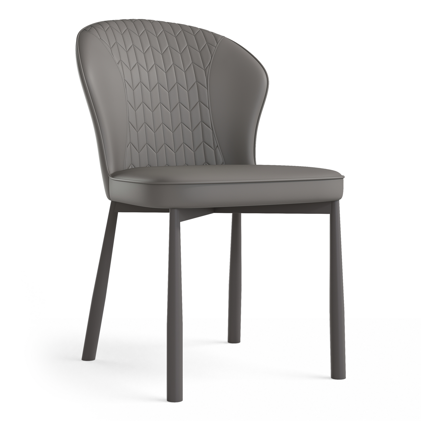 2 Pack Modern Grey Wingback PVC Dining Chairs