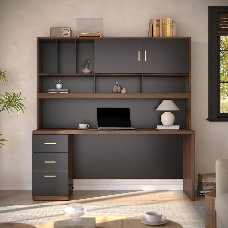 [Pre-Sale] Soren 72.8" with Hutch & Storage Executive Desk, Black Walnut
