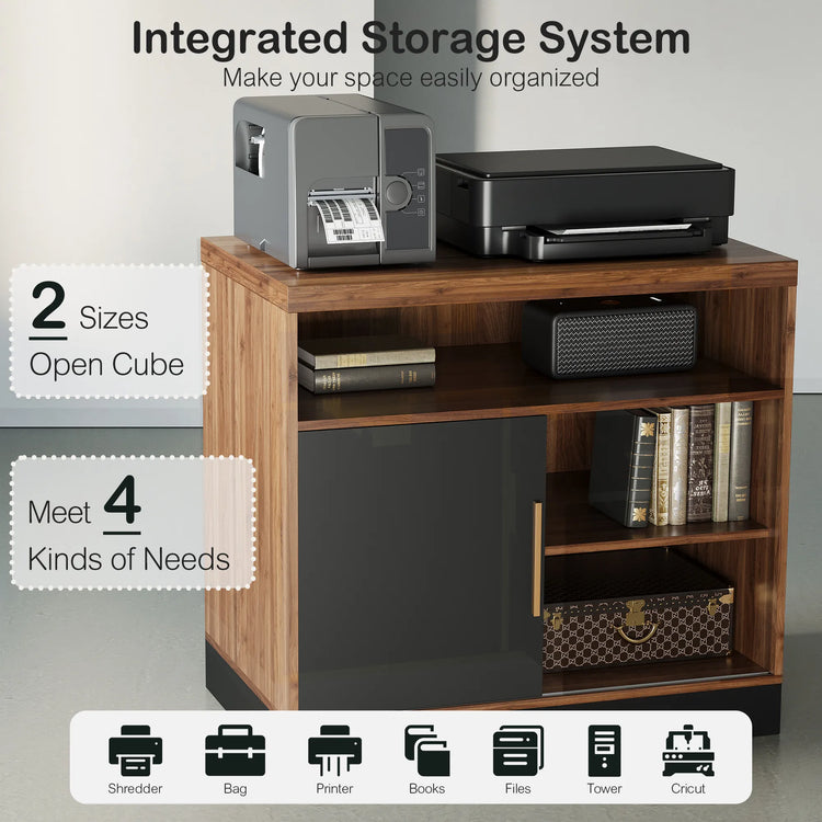 Soren 31.5"  Wood Walnut Storage Cabinet Lateral Office Cabinet Modern Bookcase