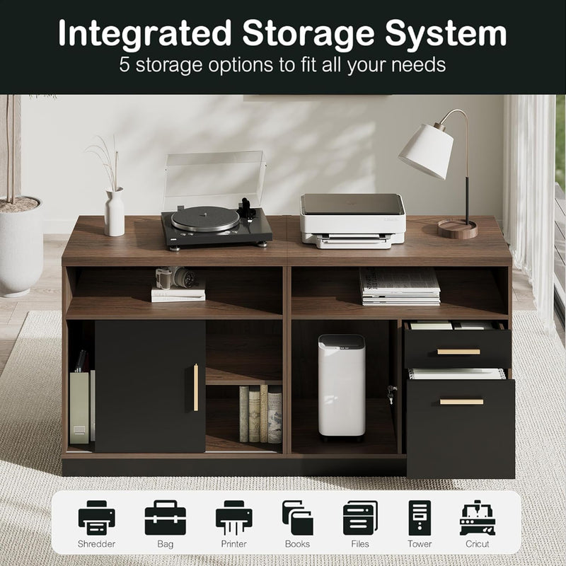 Soren 67" Height-Adjustable with Rolling Cart Executive Desk