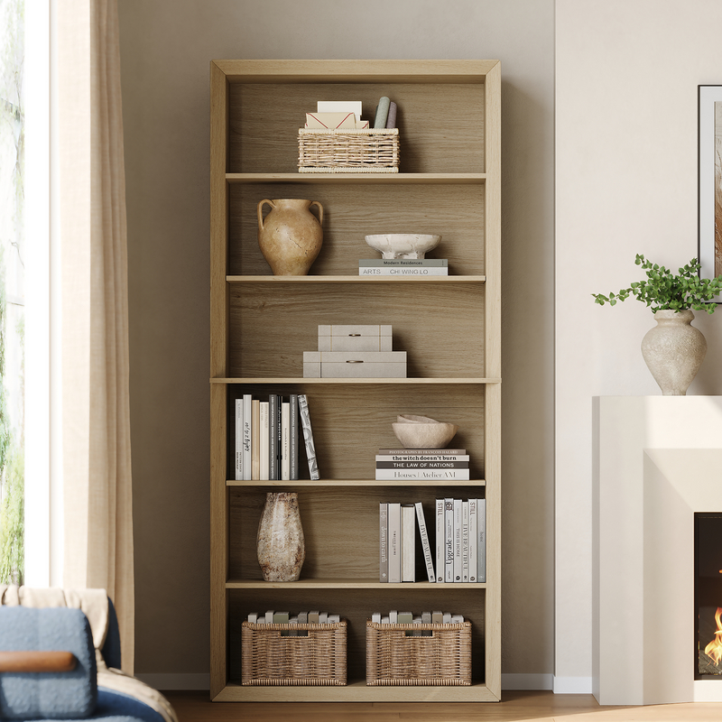 Arlo 72" Tall Bookcase, 6-Tier Open Bookshelf with Adjustable Shelves