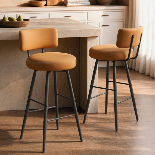 2-Pack 360° Swivel Bar Stools, 30" Height Barstools with Minimalist Cushion Back