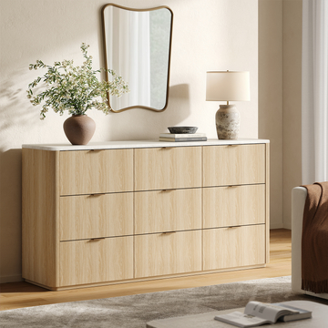 [Pre-sale] Travertine Fluted 9-Drawer Dresser, Natural