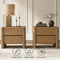 26 Inch Curved Edge Nightstands with Charging Station, Set of 2