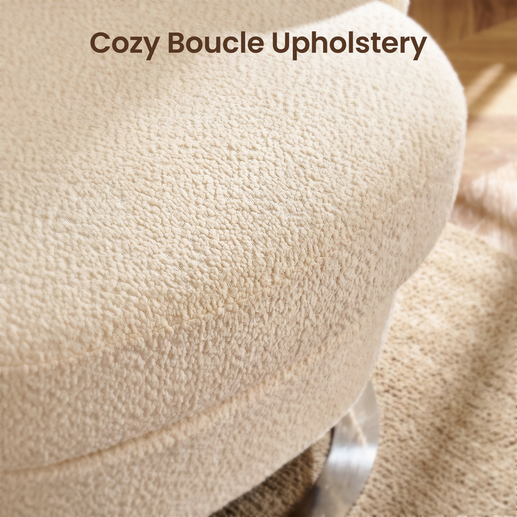 [Pre-sale]30.7" Modern Barrel Accent Chair in Beige, Curved Wrap-Around Backrest, Thick Spring Cushion