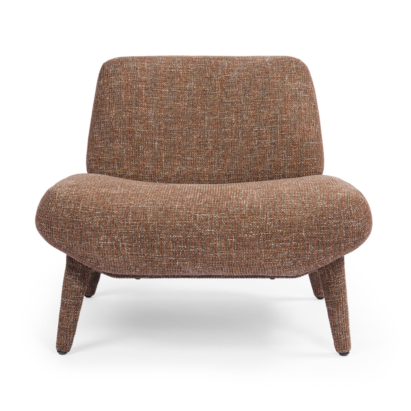 [Pre-Sale] Modern Mid-Century Bouclé Accent Chair | Wide Armless Lounge Chair in Rust Brown
