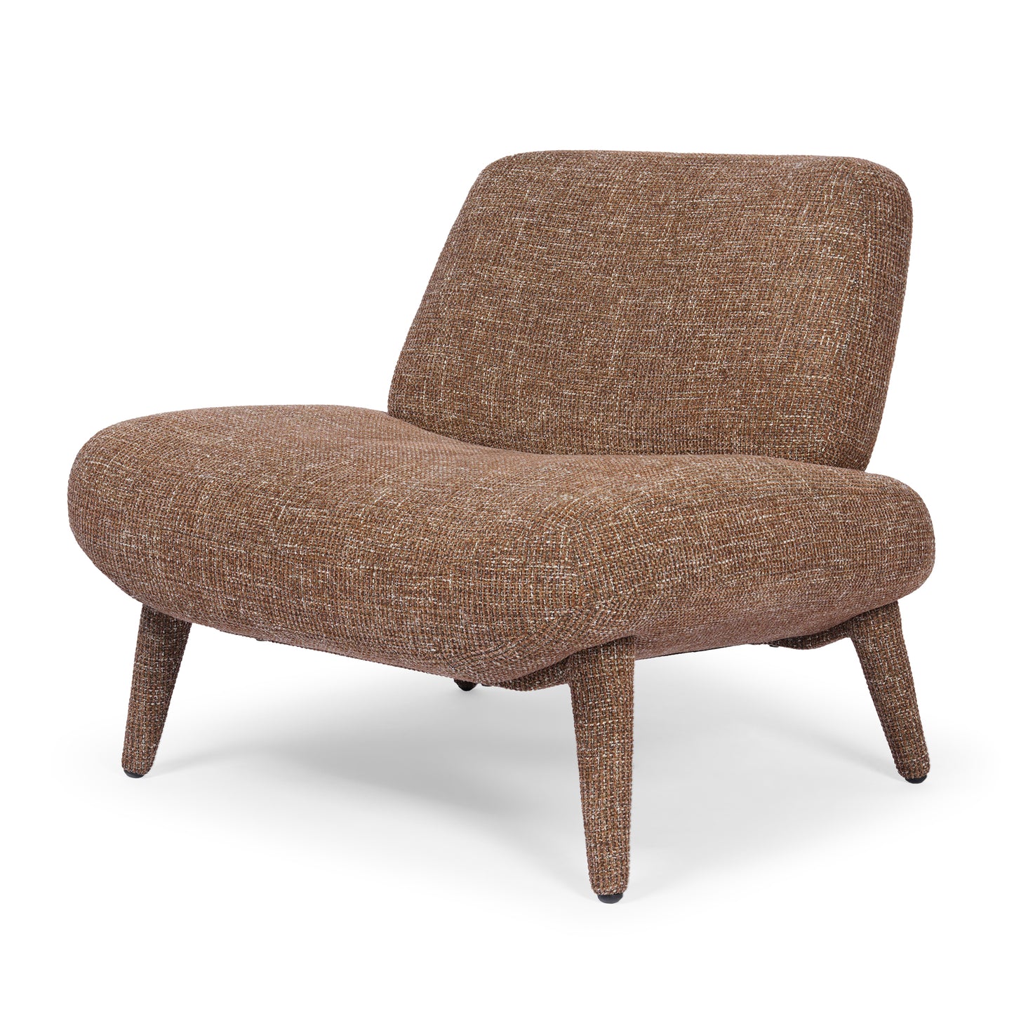 [Pre-Sale] Modern Mid-Century Bouclé Accent Chair | Wide Armless Lounge Chair in Rust Brown