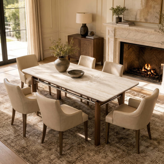 [Pre-Sale] 71" Matte Sintered Stone Dining Table, Roman Yellow for 6-8 People