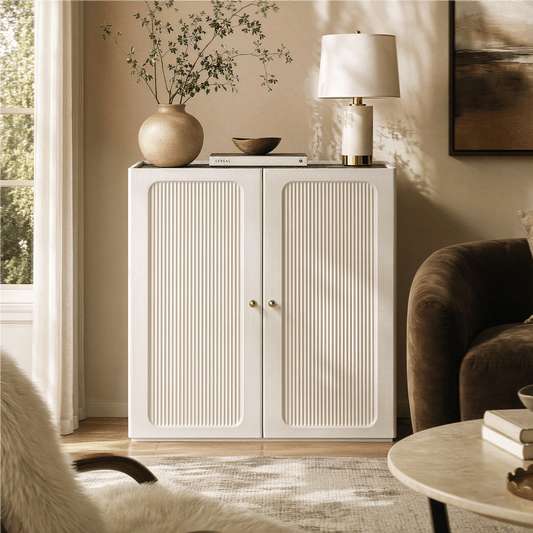 Flexmod 31.5" Modular Fluted Storage Cabinet with Soft-Close Doors