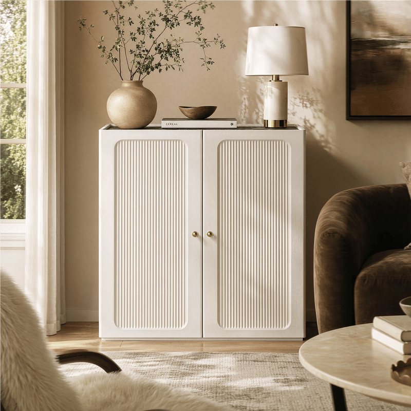 Flexmod 31.5" Modular Fluted Storage Cabinet with Soft-Close Doors
