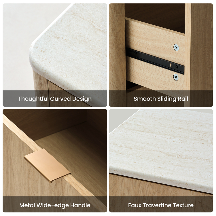 [Pre-Sale] Travertine 23.6" Fluted 2-Drawer Single Nightstand