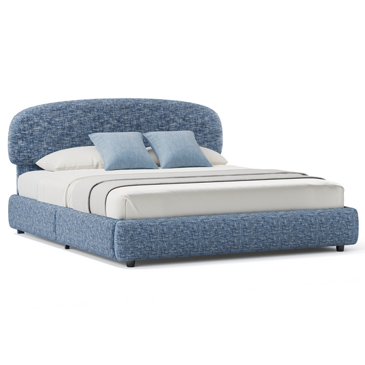 【Sale】 Dione King Lift-Up Storage Bed Frame with Curved Headboard, Harbor Depth Blue