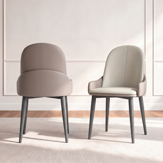 2-Pack Grey PVC Dining Chairs with Full Surround Protective Side Guards