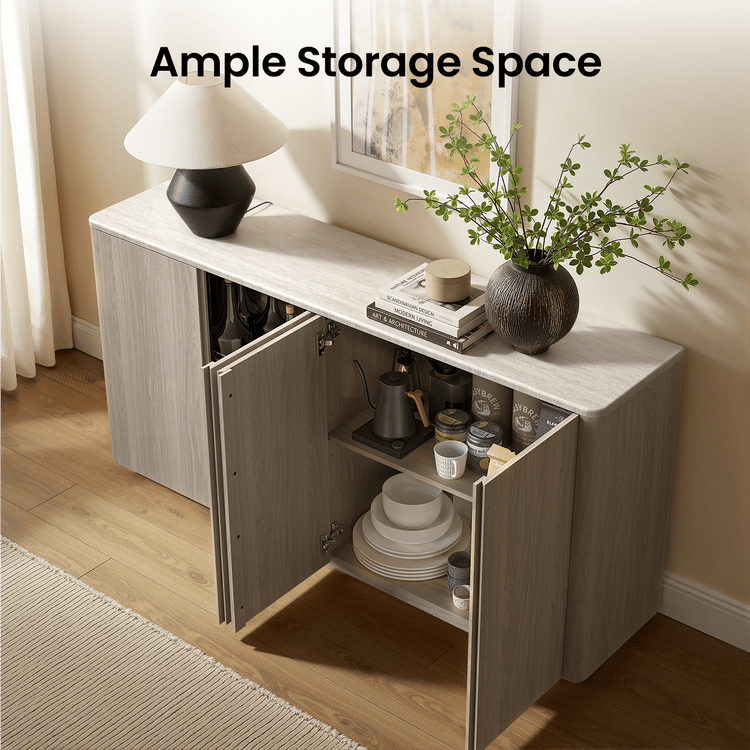 [Pre-Sale] Travertine Grey 4-Door Handleless Soft-Close Sideboard