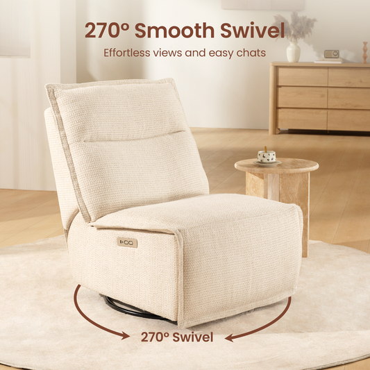 Bello Armless Power Recliner with USB-C Charging - Beige