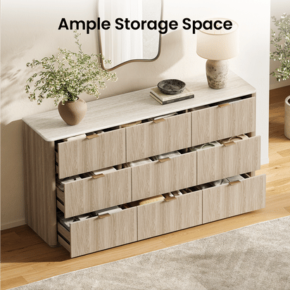 [Pre-Sale] Travertine Fluted 9-Drawer Dresser, Gray