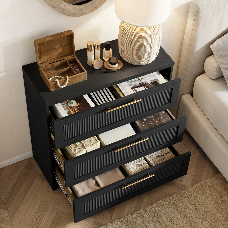 Harmo Block 3-Drawer Dresser with Wave Panel