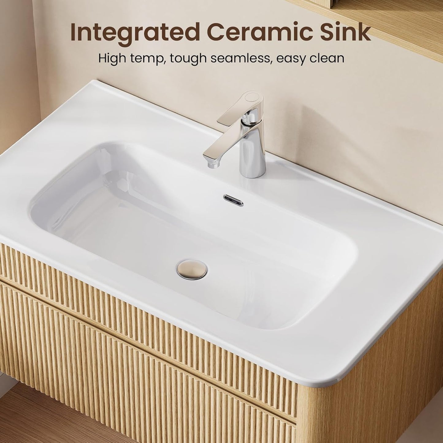 30" Floating Bathroom Vanity with Ceramic Sink Combo