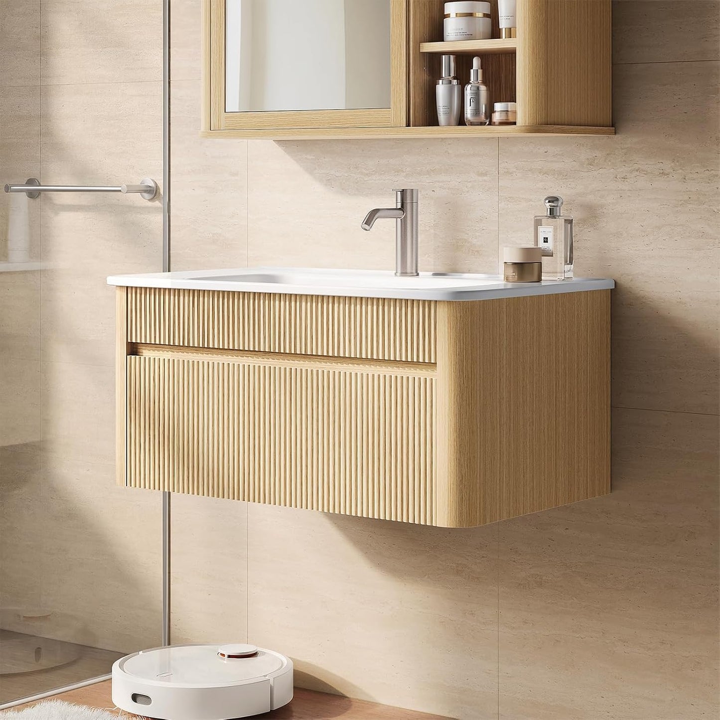 30" Floating Bathroom Vanity with Ceramic Sink Combo