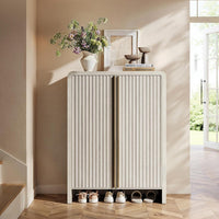 Caly 43" White Alder Finish Tall Curved Fluted Entryway Shoe Cabinet