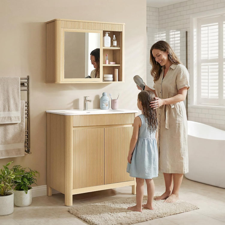 30" Freestanding Bathroom Vanity with Sink, Mirror Medicine Cabinet