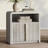 Caly 23.6" White Alder Finish Fluted Curve Nightstand 1Pc