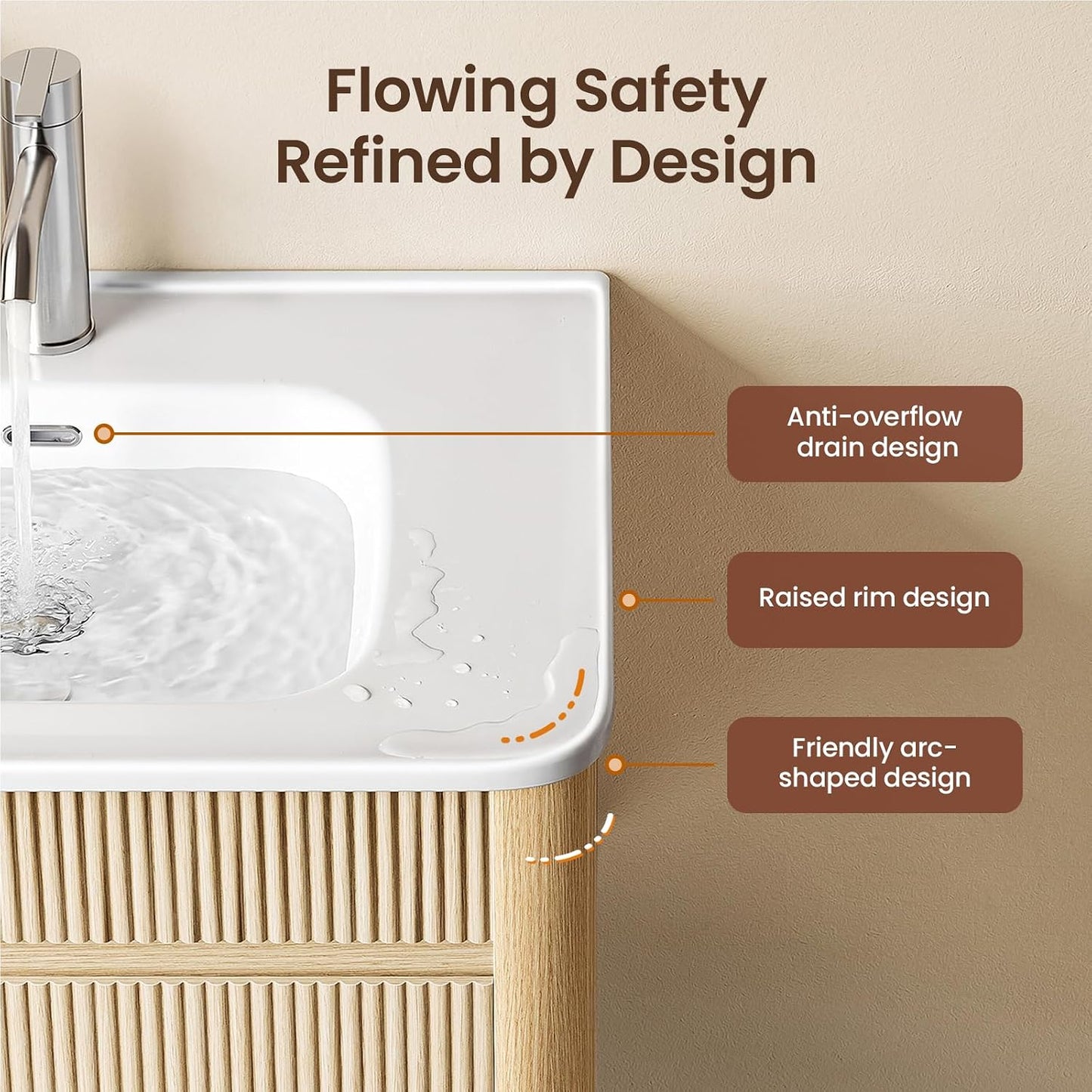 30" Floating Bathroom Vanity with Ceramic Sink Combo