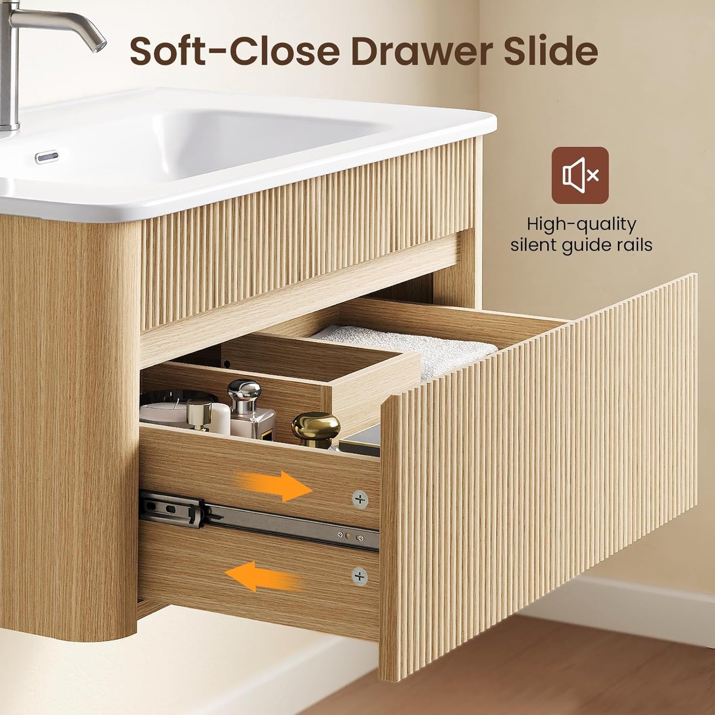 30" Floating Bathroom Vanity with Ceramic Sink Combo