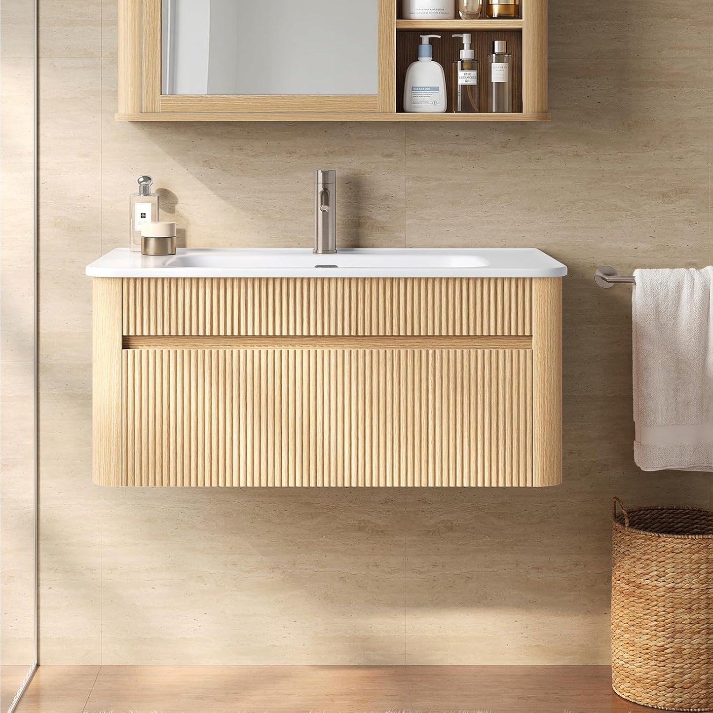 30" Floating Bathroom Vanity with Ceramic Sink Combo