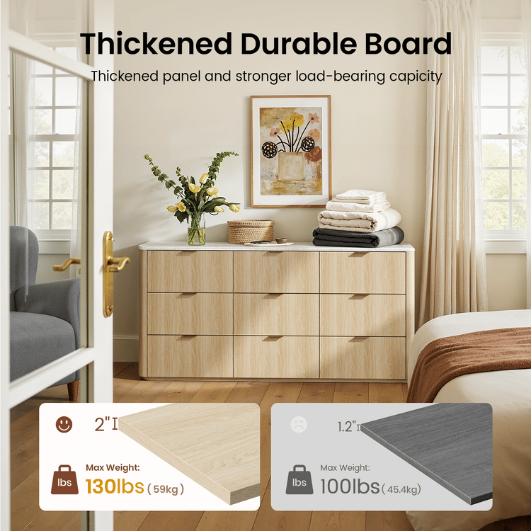 [Pre-sale] Travertine Fluted 9-Drawer Dresser, Natural
