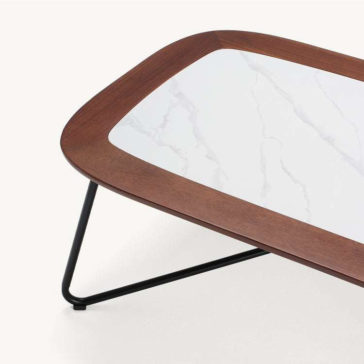 Amalfi 47.2"Outdoor Sintered Stone Coffee Table with Teak Frame
