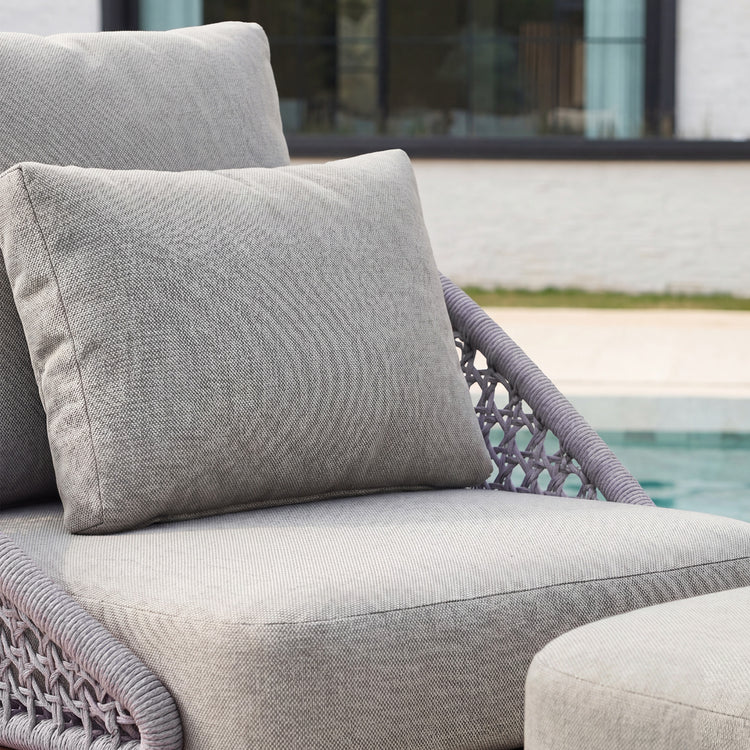 Amalfi 33" Outdoor Woven Rope Lounge Chair & Ottoman Set with Solid Teak Base