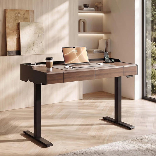 48" Electric Standing Desk with Drawers, Hidden Cable Management
