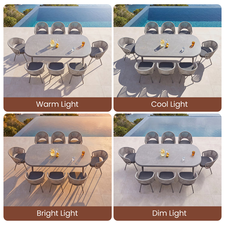 95.3" Outdoor Oval Dining Table with Bold Tube Sintered Stone Top