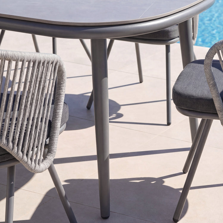 95.3" Outdoor Oval Dining Table with Bold Tube Sintered Stone Top